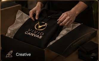 Hands packing premium Vivid Canvas merchandise