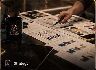 Hands reviewing strategy notes, campaign plans, and color samples
